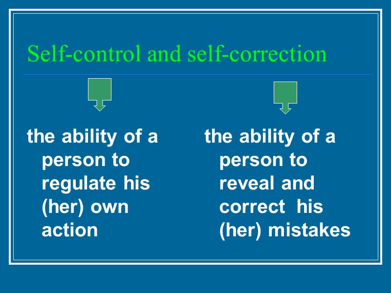 Self-control and self-correction   the ability of a person to regulate his (her)
